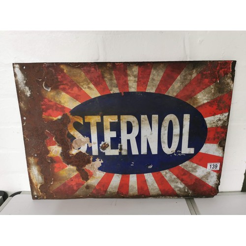 139 - Vintage enamel double sided Sternol sign, showing vintage signs of ware to both sides but still read... 