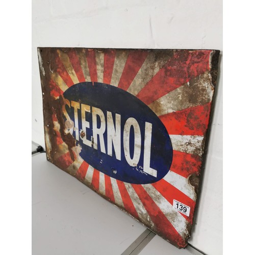 139 - Vintage enamel double sided Sternol sign, showing vintage signs of ware to both sides but still read... 