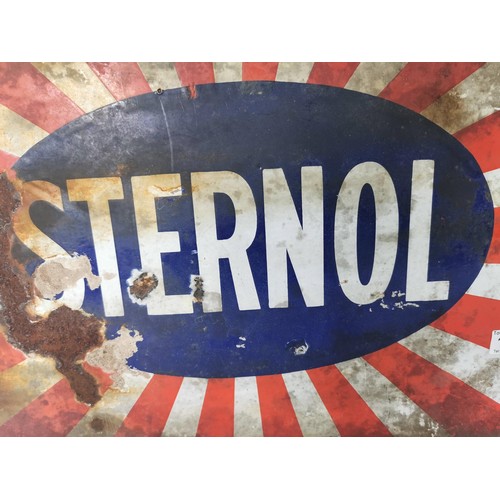 139 - Vintage enamel double sided Sternol sign, showing vintage signs of ware to both sides but still read... 