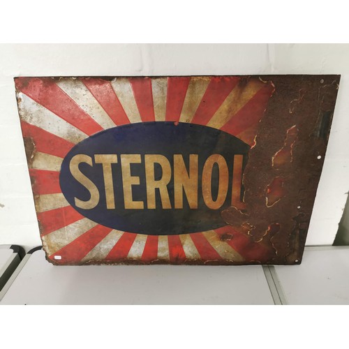 139 - Vintage enamel double sided Sternol sign, showing vintage signs of ware to both sides but still read... 