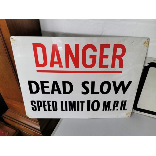 140 - Collection of vintage road signs in 'End' Single File Traffic' along with a Danger dead slow 10mph s... 