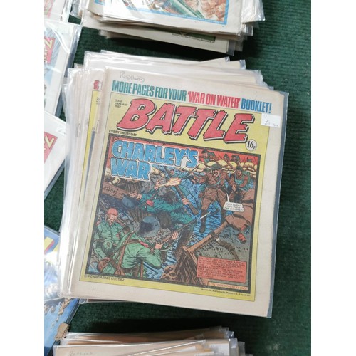 147 - Very large collection of well over 150 Battle comics, all are in plastic protective sleeves, all hav... 