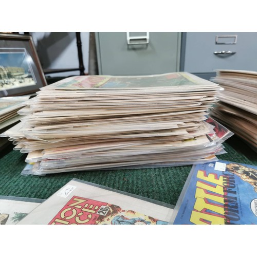 147 - Very large collection of well over 150 Battle comics, all are in plastic protective sleeves, all hav... 