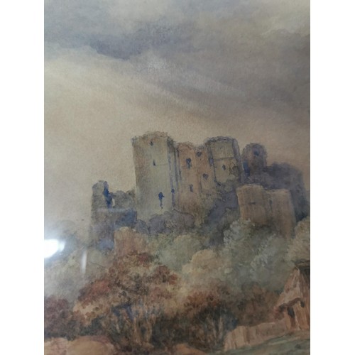 154 - Antique framed and glazed watercolour of Pembroke Castle in the style of J.W.M. Turner with excellen... 