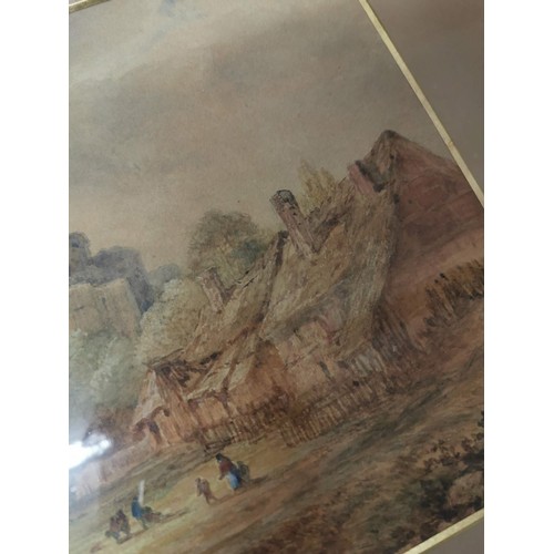 154 - Antique framed and glazed watercolour of Pembroke Castle in the style of J.W.M. Turner with excellen... 