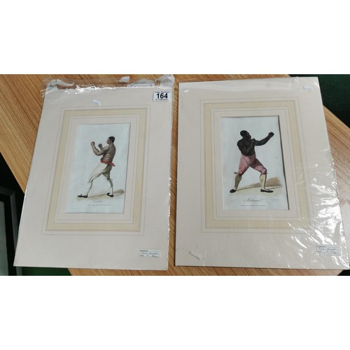 164 - 2x mounted hand coloured prints by J Emry of boxers, Cribbs and Molineux. Both in good order wrapped... 