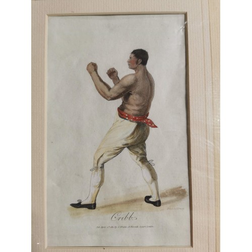 164 - 2x mounted hand coloured prints by J Emry of boxers, Cribbs and Molineux. Both in good order wrapped... 