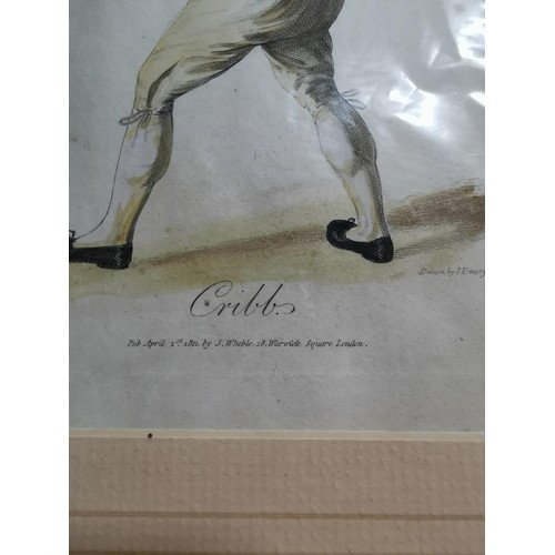 164 - 2x mounted hand coloured prints by J Emry of boxers, Cribbs and Molineux. Both in good order wrapped... 