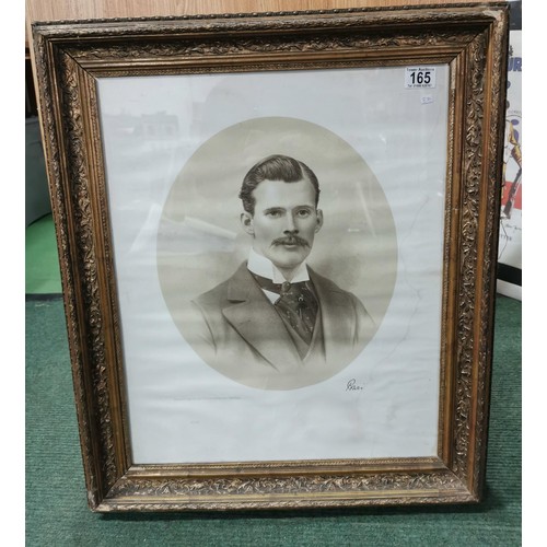 165 - Framed and glazed vintage photo of Lord Powis ( George) local to this area, in an ornate gilt frame ... 