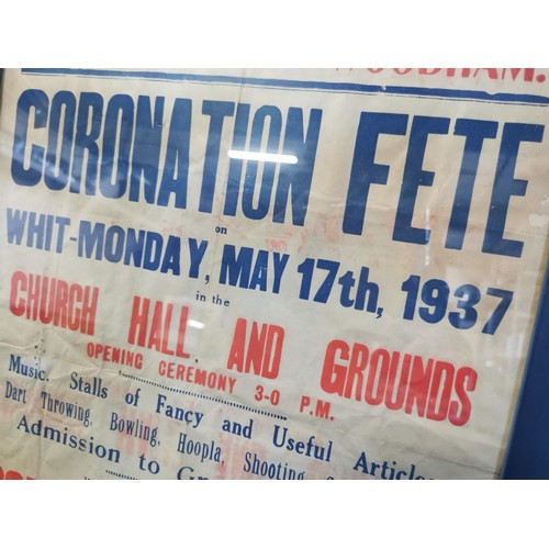 170 - Framed and glazed vintage Coronation Fete 1937 for St Marys South Woodham along with a framed and gl... 