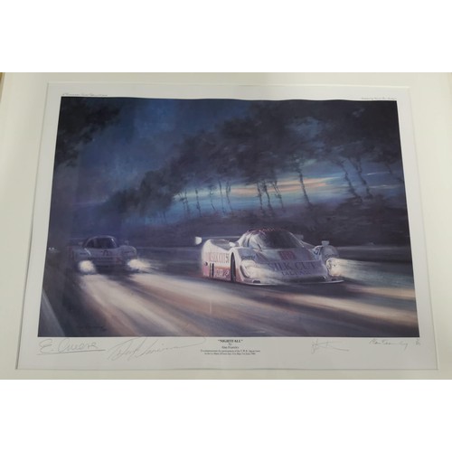 172 - Framed and glazed limited edition print 31/850 'Nightfall' by Alan Fernley, depicting T.W.R Jaguar t... 