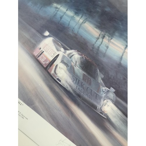 172 - Framed and glazed limited edition print 31/850 'Nightfall' by Alan Fernley, depicting T.W.R Jaguar t... 