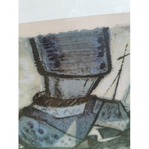 174 - Framed and glazed cubism limited edition print 93/150 Carlo Rosberg, Fisherman with his catch. in go... 