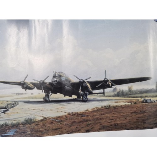 175 - Collection of 9x prints, inc 7x relating to WWII aircraft, inc Lancaster bombers, some of the poster... 