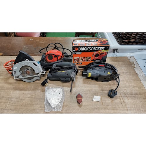 7 - 2 x jig saws one Direct power along with a B &D mouse sander and a B & D rip saw all working order