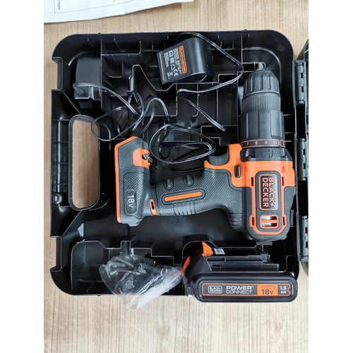 15 - Black & Decker 18v power drill in case with a Challenge 350w jigsaw both working order