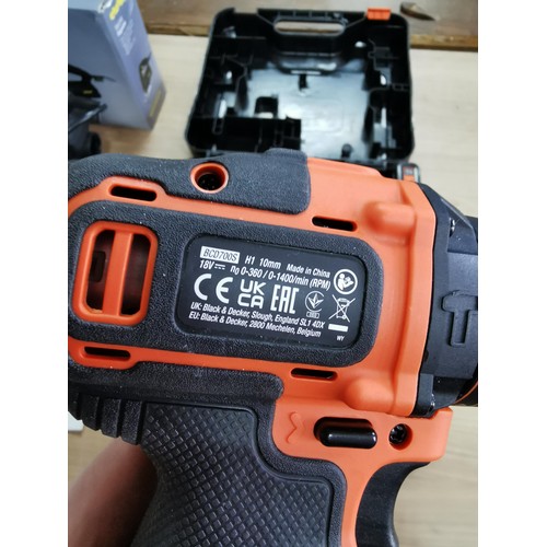 15 - Black & Decker 18v power drill in case with a Challenge 350w jigsaw both working order