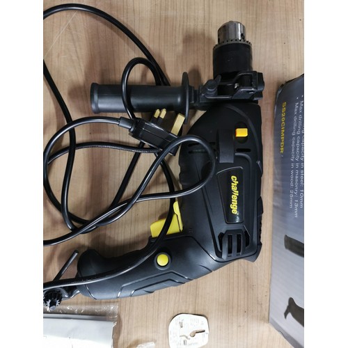 24 - As new boxed Challenge 230v mains impact drill 500w with instructions fully working