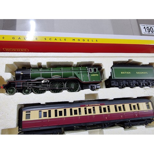 190 - A boxed as new hornby R2363M BR462 Fairway class A3 locomotive with 2 coaches and 1 break coach, lim... 