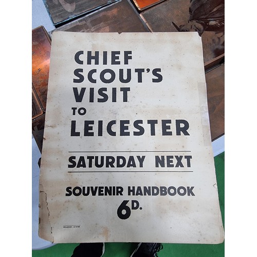 207 - Very rare early vintage boy scout poster chief scout Lord Baden Powell is coming to Leicester 1937 p... 