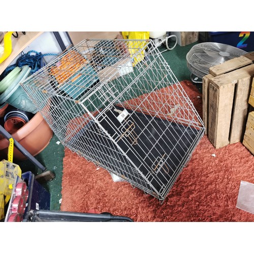 58 - Large metal dog cage in good order base size 90cm by 58cm