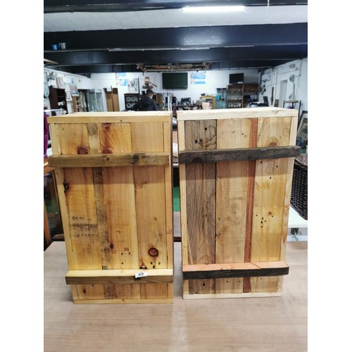 69 - Pair of locally made hand made wooden planters made from recycled timber, treated with linseed oil, ... 