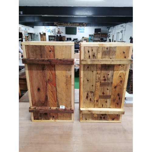 71 - Pair of locally made hand made wooden planters made from recycled timber, treated with linseed oil, ... 