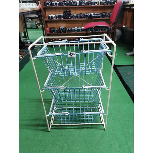 420 - Steel plastic coated veg rack in good clean condition