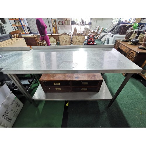 422 - Stainless steel work table in good order by Sissons cost hundreds when new 90cm high 150cm long and ... 