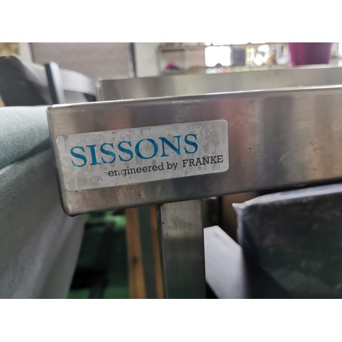 423 - Sissons Stainless steel kitchen work table in great order
88cm high 118cm long and 61cm deep