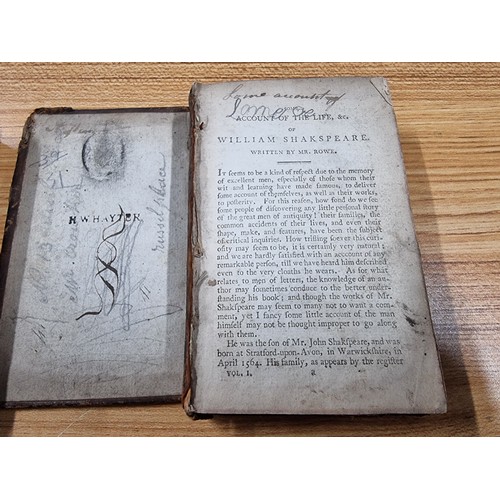 199 - A quantity of 7x interesting antique books including 2 books on William Shakespeare (1 dated 1788), ... 