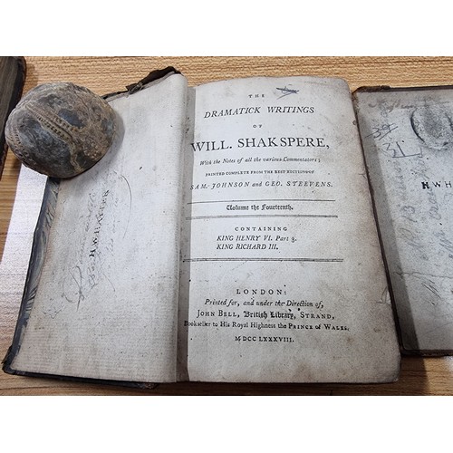 199 - A quantity of 7x interesting antique books including 2 books on William Shakespeare (1 dated 1788), ... 