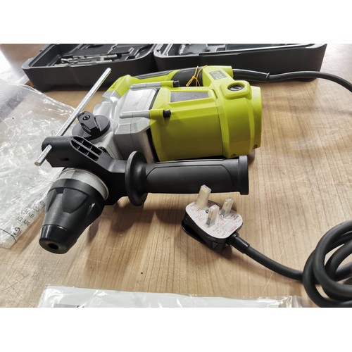25 - Cased as new Guild 100w mains rotary hammer drill complete with drill bits/chisels and instructions