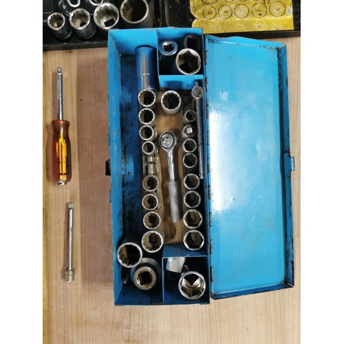 32 - Large socket set in metal case and a small socket set in its metal case