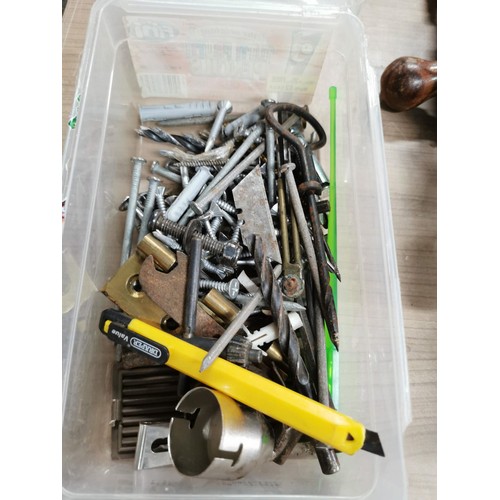 50 - Ottoman full of assorted tools, chisels jigsaw screwdriver bits spanners etc