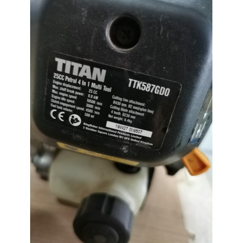 51 - Titan petrol multi strimmer with its accessories in working order