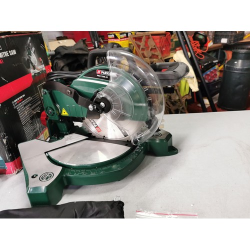 110 - Parkside cross cut mitre saw as new in box complete with accessories