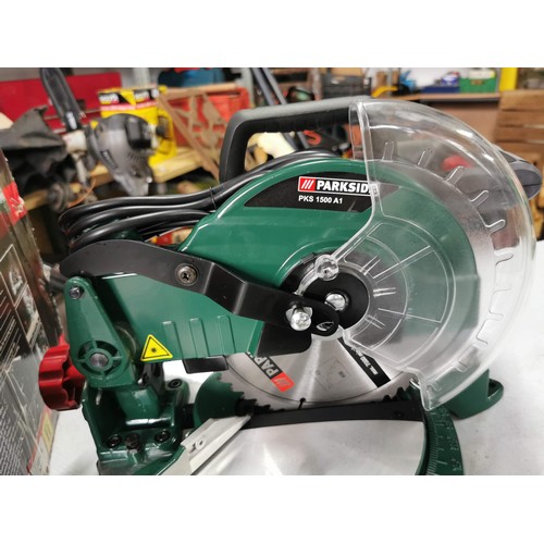 110 - Parkside cross cut mitre saw as new in box complete with accessories