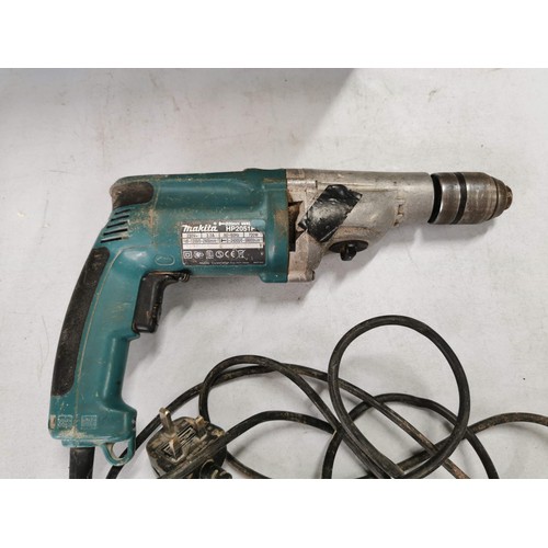 112 - Boxed Makita hammer drill HP2051F in working order