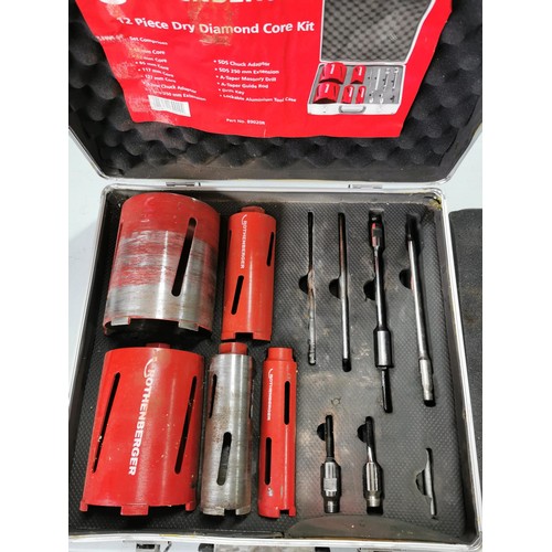 113 - Cased Rothenberger 12 piece diamond core set in good order with various size attachments
