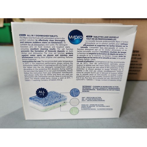 117 - 7x boxes of new and sealed WPro dishwasher tablets,each box contains 7x boxes with 24 tablets in eac... 