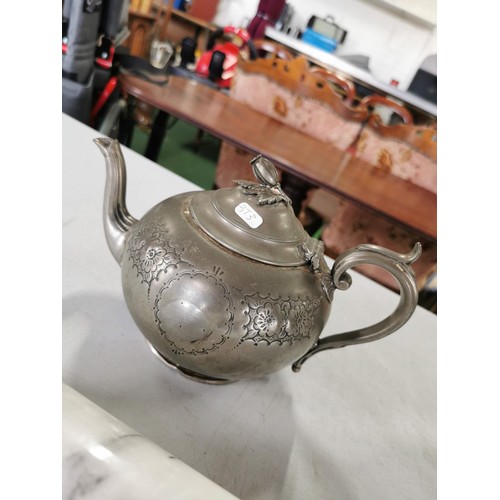 144 - Collection of Picquot ware teapot, milk jug and sugar bowl along with a EPBM teapot with decorative ... 