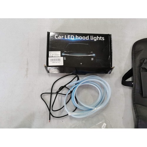 148 - Quantity of car related items inc LED car boot lights, dashboard mirrors for driving abroad , car se... 