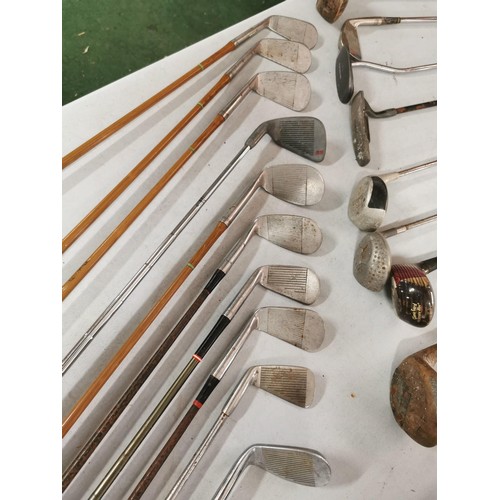 88 - Vintage set of golf clubs in a vintage Slazenger bag inc 12x irons, 4x woods and a putter, inc a qua... 