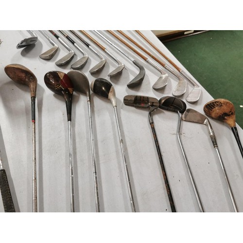 88 - Vintage set of golf clubs in a vintage Slazenger bag inc 12x irons, 4x woods and a putter, inc a qua... 