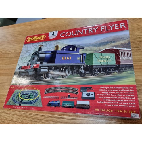 3 - A boxed as new Hornby R1188 trainset country flyer in unused condition.