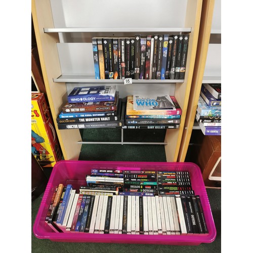 95 - Collection of 117x soft back and hard back books mostly relating to Dr Who, inc many Dr who novels o... 