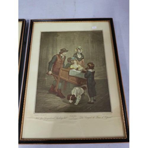 103 - Collection of vintage framed and glazed prints of the Cries of London series, inc Hot spice gingerbr... 