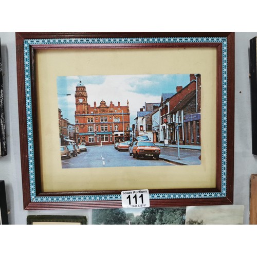 111 - 5x picture prints inc a Newtown picture, Powis Castle, Berriew etc along with a collection of old po... 