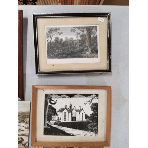 111 - 5x picture prints inc a Newtown picture, Powis Castle, Berriew etc along with a collection of old po... 